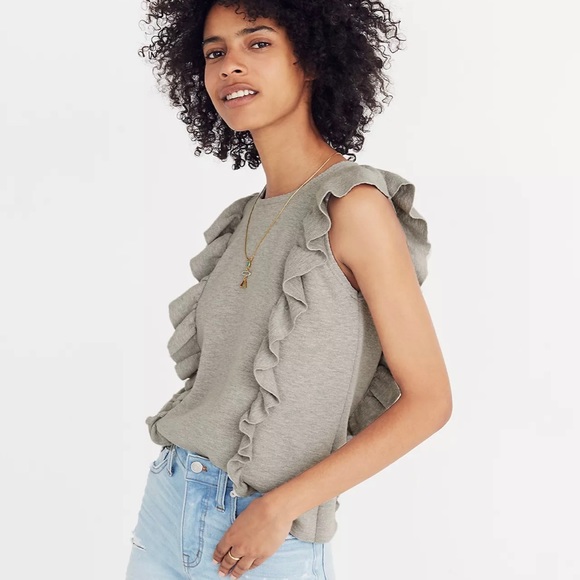 Madewell Sweaters - Madewell Knit Ruffle Sweater Tank In Heather Seagull Gray Women's Small H8814